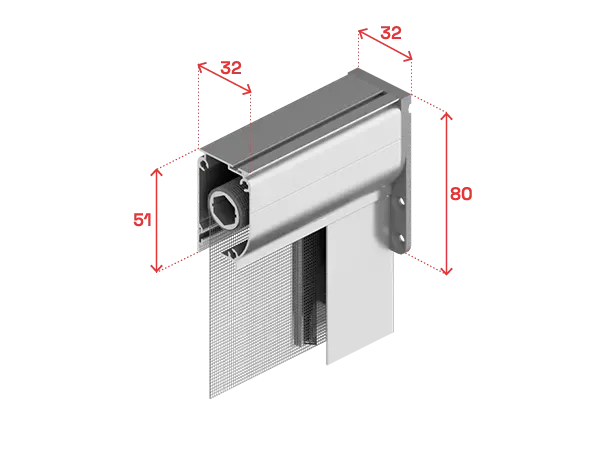 Testata e cassonetto su richiesta da 32 mm
