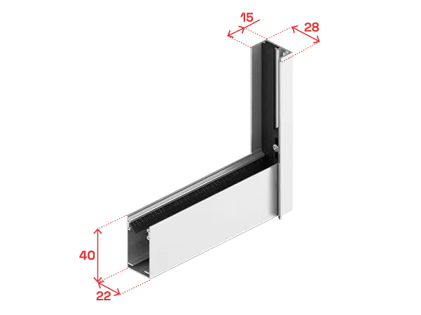 Dimenisoni guida kit da 40 e terminale (su richiesta)